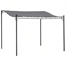 Outsunny 3 X 3(M) Pergola Gazebo Metal Frame Elegant Scrolling Weather-Resistant Canopy Sun Rain Shade Garden Outdoor Shelter - Grey - View 2