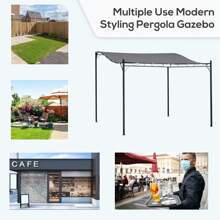 Outsunny 3 X 3(M) Pergola Gazebo Metal Frame Elegant Scrolling Weather-Resistant Canopy Sun Rain Shade Garden Outdoor Shelter - Grey - View 6
