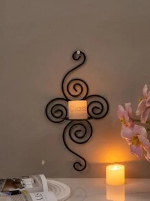 1 chiếc nến treo tường bằng sắt rèn, giá nến treo tường phong cách mộc mạc, đồ trang trí treo tường theo chiều dọc, giá nến treo nghệ thuật treo tường bằng kim loại màu vàng thích hợp cho phòng khách gia đình, phòng ăn, spa, quán bar Halloween, ma quái, mùa thu, lễ hội, ngày lễ Giáng sinh, mùa đông, ngày lễ, lễ hội, quà tặng - Vàng - Xem 7