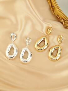 1PR Light Weight Fashionable Chunky Molten Oval Hoop Geometric Hoop Chunky Drop Earrings For Women For Party For Daily Dress