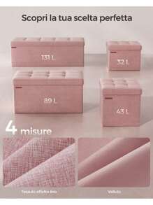 SONGMICS Cassapanca, Pouf Contenitore, Poggiapiedi Pieghevole da 38 x 110 x 38 cm, Ottomano, Regge f*ino a 300 kg, per Soggiorno, Camera da Letto, Entrata, Nero Inchiostro/Rosa Pastello/Grigio Tortora/Bianco Crema/Grigio Ardesia - Rosa - Visualizzare 6