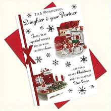 1 tấm thiệp chúc mừng Giáng sinh với thiết kế minh họa quà tặng vui tươi, món quà Giáng sinh lý tưởng cho gia đình và bạn bè, thích hợp cho Giáng sinh và các dịp khác - Đỏ - Xem 5