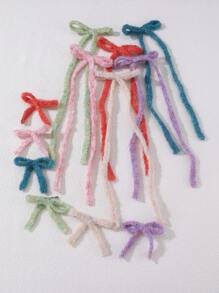 6 kẹp tóc nơ dệt kim dài và ngắn nhiều màu sắc thanh lịch ngọt ngào thời trang dành cho nữ, thích hợp để đeo hàng ngày - màu sắc - Xem 1