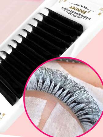 LAKANAKU Abonnie 12Rows C Curl Mix Easy Fans Volume Lashes Extensions Auto Fans Eyelashes Extensions False Eyelashes Blooming Easy Fan Volume Cilios Lash Clusters, Eyelash Clusters, Individual Eyelashes, Lashes, Fake Lashes