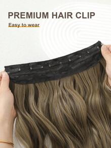 Wire Hair Extensions With 5 Secure Clips Long Wavy 22 Inch Blonde With Dark Brown For Women - Brown Highlight - View 5