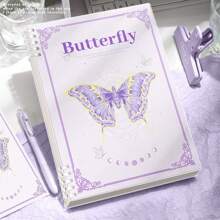 1 Pc A5/B5 Butterfly Themed Notebook, Cute Cartoon Diary,Detachable Journal, Exercise Book,Office And Study Supplies,Back To School Supplies,Perfect For Students - Color Mixing - View 16