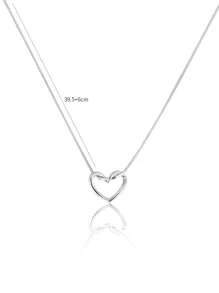 1 chiếc vòng cổ mặt trái tim rỗng bằng bạc Sterling S925, dây chuyền xương đòn thanh mảnh thời trang, vòng cổ tối giản, tuyệt vời để làm quà tặng ngày lễ tình nhân - yêu - Xem 3