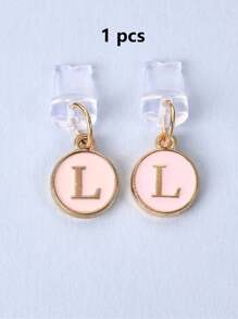 1pc White Electroplated Dust Plug Pendant With 26 English Alphabet On Both Sides, Compatible With Type C