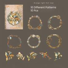 10/20 Miếng Dán PET Sáng Tạo Phong Cách Steampunk, Hoa Phong Tình Yêu, Hoa Tuyết, Keo Dán Trang Trí Dùng Để Gói Quà, Làm Sổ Lưu Niệm, Viết Nhật Ký, v.v. - Lý Tưởng Cho Ốp Điện Thoại, Bình Nước & Dự Án Nghệ Thuật, Vật Liệu Làm Tranh Ghép Tinh Tế - Nhiều màu - Xem 23