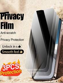 3 件装隐私玻璃智能手机兼容 iPhone 16 15 Plus 钢化玻璃保护膜 14 13 12 11 Pro Max 手机屏幕保护膜 - 黑色 - 查看 21