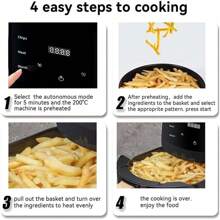 freidora de aire digital , 8 programas automáticos,6L 2400W Display Digital,Ventana transparente,Reserva con un clic,Pantalla Tactil,Antiadherente,para freír,asary hornear - Tipo de Enchufe A USA (110-127V) - Ver 8