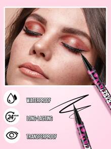 Misslyn BOSS BABE! Boom Black Boom Eyeliner, Waterproof Liquid Ink Eyeliner, Ultra-Pigmented & Waterproof, Creates Bold & Defined Lines, Available In 4 Intense Colors: Brown And Black And Red And Blue, Long Lasting Matte Liquid Eyeliner
