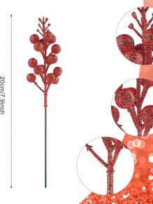 12 件人造圣诞闪光浆果带茎仿冬浆果枝浆果树枝适用于 DIY 工艺品圣诞花环圣诞树冬季家居装饰新年派对用品