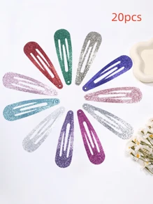 Bộ 10/20 kẹp tóc đính kim sa lấp lánh, kẹp tóc nhiều màu sắc dễ thương dành cho tuổi teen, kẹp tóc mái có kim tuyến, quà tặng phụ kiện tóc cho bé gái. - Nhiều màu - Xem 6