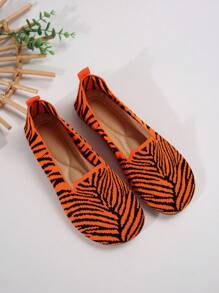 Princess Knitted Slipper Flat Women Shoes, Plus Size - Orange - View 2