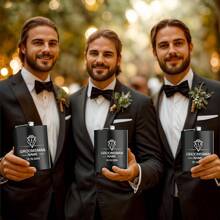 Personalized Stainless Steel Small Decanter Cup, 6 Oz, Engraved, Customized Name And Date, Perfect For Best Man, Bridesmaid, Wedding Favors, Engagement Favors, Party Gathering