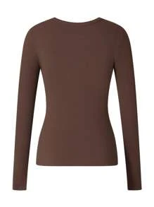 Women's Spring Fall Long Sleeve Henley T Shirts Button Ribbed Knit Slim Fit Casual Basic Tops Blouse