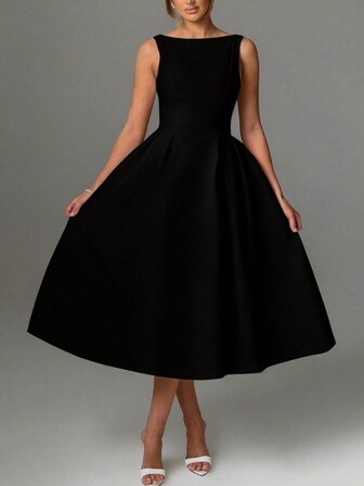 1 st Fashionabla, sexiga och eleganta enfärgade Peplum-klänning utan rygg