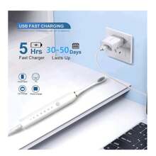 1 件成人新款电动牙刷，自动充电防水牙刷，男女皆宜，学生，居家/宿舍/旅行使用，附赠 4 个替换头，随机新旧包装 - 彩色 - 查看 7