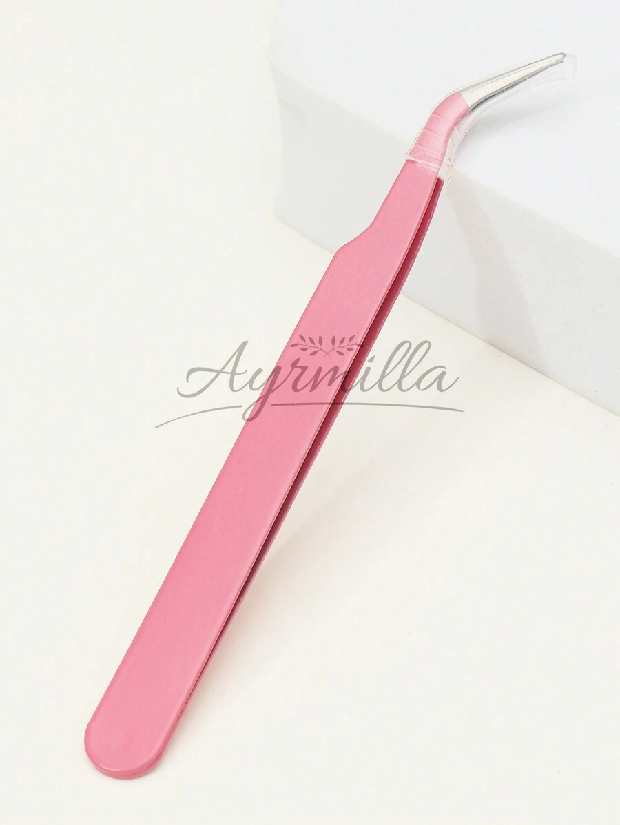 Rose Red Minimalist Eyelash Tweezers, Straight And Angled Tip Design, Two Tip Options, Precision Crafted, Easily Meets Various Needs. Thickened Steel, High Hardness, Good Elasticity, Durable. Comes With Protective Cap To Avoid Hand Injury. Comfortable Fit.