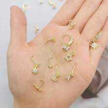 20 件 20G 吊坠鼻环 L 形吊坠鼻钉 女士不锈钢鼻环耳钉 CZ 花朵吊坠鼻环鼻环饰品 情人节、妈妈、母亲、母亲节、礼物 - 彩色 - 查看 3