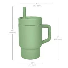 Vaso aislado al vacío de silicona con tapa y pajita, para té frío o café. Taza para beber de verano para viajes y aprendizaje de niños