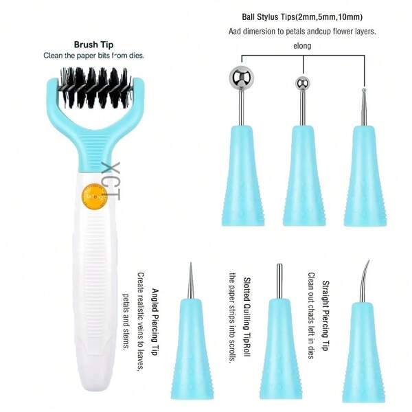 8-in-1 Papierblumen Werkzeugesset, multifunktionales Schaumstoffkissen Reinigungswerkzeug geeignet für DIY Scrapbooking Papierblumen Design, Papierschneidewerkzeuge sind leicht zu bedienen und Spitzen können ersetzt werden! Es gibt sieben spezialisierte Spitzen, die mit diesem Werkzeug verwendet werden sollen. Es hilft realistische Blumendesigns zu erstellen und Sträuße zu säubern, damit Ihre Papierblumen zum Leben erweckt werden!