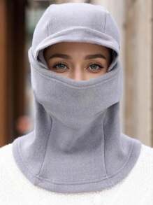 1pc Women Solid Winter Riding Balaclava Face Mask With Ear And Neck Covers, Thermal Lined - A - View 3