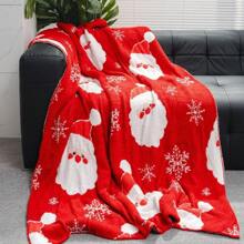 Christmas Throw Blanket Red Santa Claus ,Polka Dot Art, Soft Warm Cozy Reversible Fuzzy Holiday Blanket Gift For Family Family Blankets For Sofa Bed Living Room Couch Decor Bedding Throw, 50x60 Inches - Santa Claus - View 3