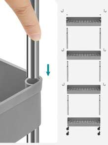 SONGMICS Carrello Portaoggetti a 4 Livelli, Carrello con Ruote, Carrello da Cucina Salvaspazio in Bagno Ufficio, 14,4 x 42 x 86 cm, Grigio Tortora - grigio 12,5 x 40 x 88 cm - Visualizzare 6