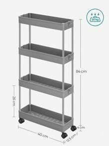 SONGMICS Carrello Portaoggetti a 4 Livelli, Carrello con Ruote, Carrello da Cucina Salvaspazio in Bagno Ufficio, 14,4 x 42 x 86 cm, Grigio Tortora - grigio 12,5 x 40 x 88 cm - Visualizzare 5