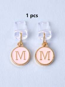 1pc White Electroplated Dust Plug Pendant With 26 English Alphabet On Both Sides, Compatible With Type C