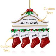 Personalized Christmas Ornaments Family Of 5 - Personalized Family Christmas Ornaments With Names, Polyresin Christmas Stocking Ornaments, Unique Custom Christmas Ornaments 2024