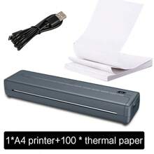 Draagbare A4 thermische inktloze draadloze printer voor thuis en onderweg - lichtgewicht, flexibel en intelligent, geleverd met 50 vellen papier