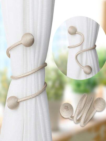 1 件扭纹窗帘绑带，可更换装饰窗帘扣，无需钻孔窗帘架，简约家居装饰