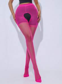1 Pair Women's Open-Crotch Sheer Pantyhose, Super Thin Sexy Transparent, Suitable For Dancing