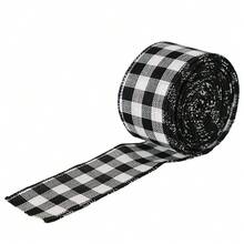 1 Rolls Christmas Snowflake Buffalo Plaid Ribbon Wired Edge Ribbon Black And Red Plaid Burlap Ribbon Christmas Check Burlap Ribbon For Christmas Wrapping Crafts Decoration (6 Yard X 1.58 Inch),Christmas - Multicolor - View 5