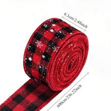 1 Rolls Christmas Snowflake Buffalo Plaid Ribbon Wired Edge Ribbon Black And Red Plaid Burlap Ribbon Christmas Check Burlap Ribbon For Christmas Wrapping Crafts Decoration (6 Yard X 1.58 Inch),Christmas - Multicolor - View 3
