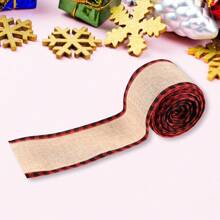 1 Rolls Christmas Snowflake Buffalo Plaid Ribbon Wired Edge Ribbon Black And Red Plaid Burlap Ribbon Christmas Check Burlap Ribbon For Christmas Wrapping Crafts Decoration (6 Yard X 1.58 Inch),Christmas - Multicolor - View 9
