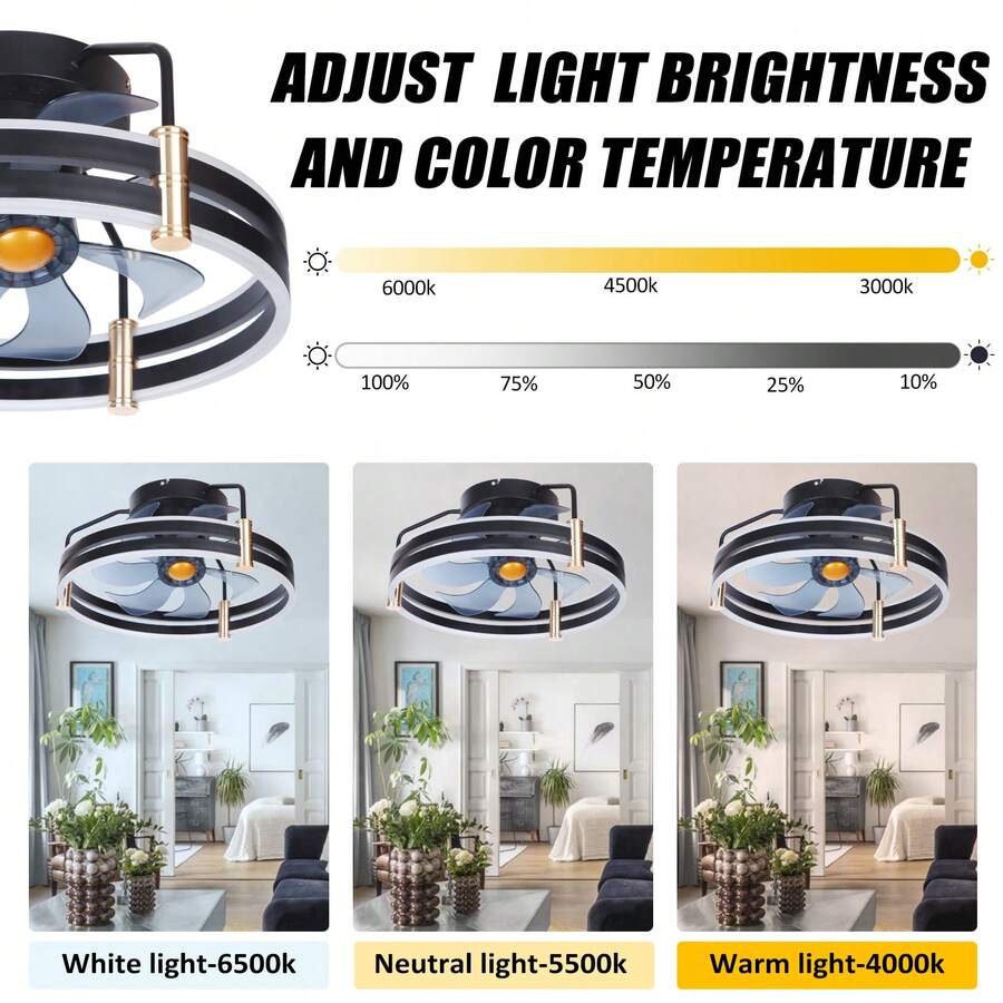 20'' Ceiling Fans With 6 Light And Remote Control, 3Speed UltraQuiet