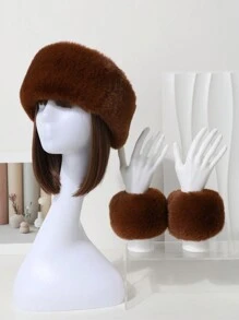 1 套女式蓬松头带和臂套，1 件蓬松头带和 1 对暖手器，高品质欧美秋冬保暖防风套装，适合节日派对、舞台、夜总会、外出、时尚潮流圣帕特里克节 - A - 查看 10