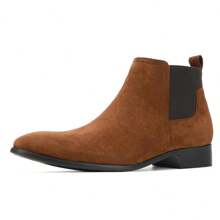 Men's Fashionable Versatile Classic Double Elastic Chelsea Boots - Brown 1 - View 1
