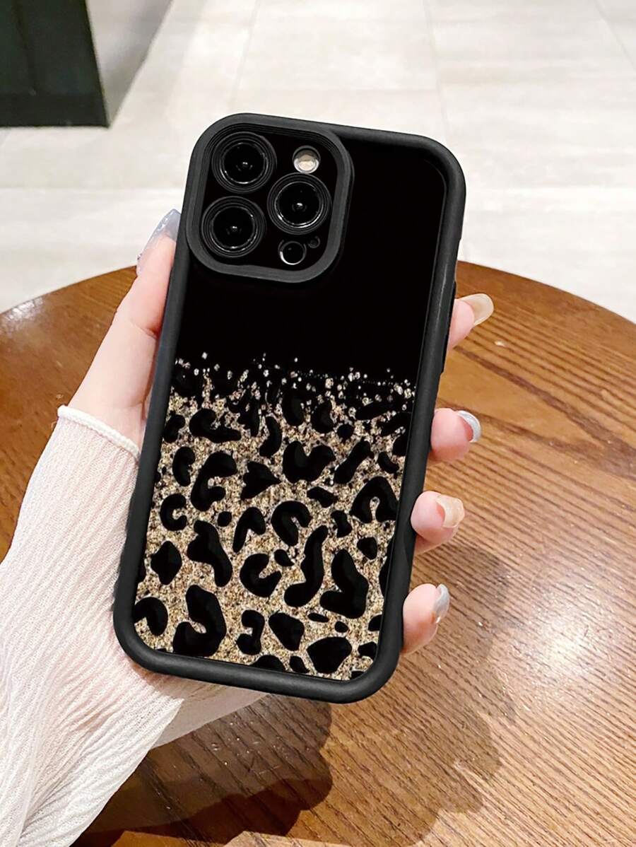 1 ốp lưng điện thoại chống sốc họa tiết da báo ombre, tương thích với Apple/Galaxy/Infinix/Redmi/OPPO/VIVO/Realme/Honor/, phiên bản quốc tế, không phải phiên bản nội địa. - màu đen - Xem 1