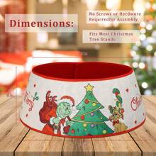 GRINCH Glitter Kerstboomrok, Cartoon Print Groen & Rode Kerstboomdecoratie, Geen Elektriciteit Nodig, Geschikt Voor Thuis, Keuken, Familiebijeenkomsten En Vakantievieringen