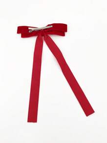 1 件女士红色天鹅绒简约时尚蝴蝶结发夹，适合情人节日常佩戴 - 紅色 - 查看 5