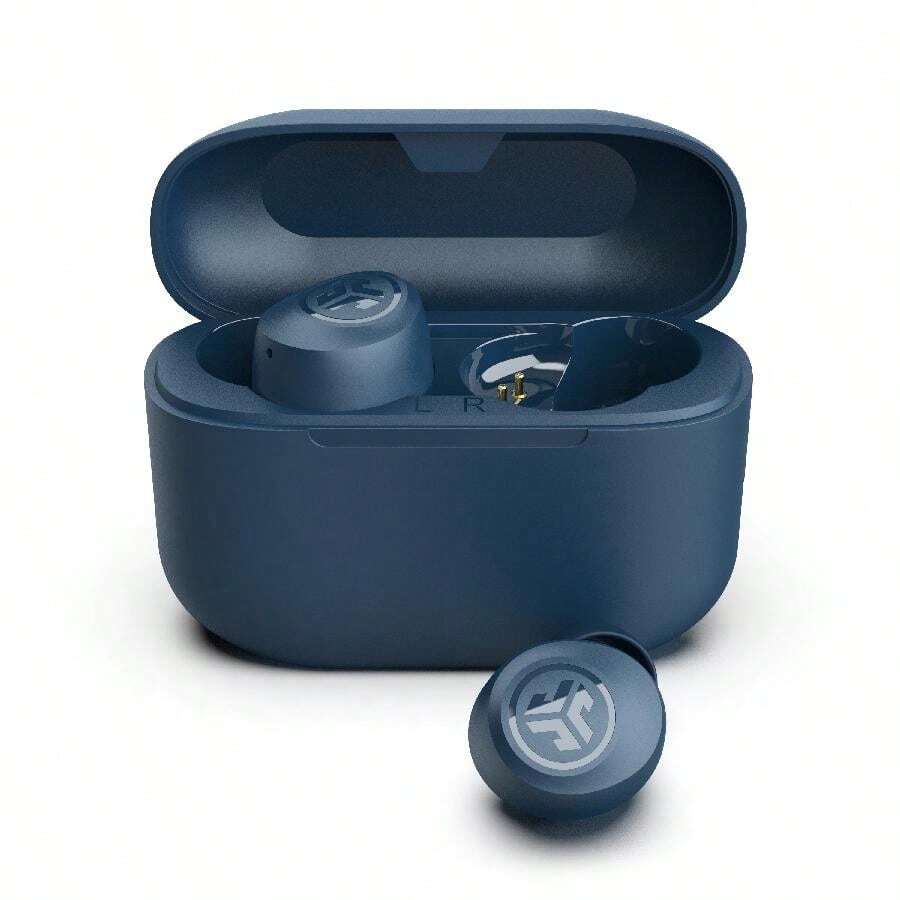 JLab Go Pop+ True Wireless Bluetooth Earbuds + USB Charging Case, Dual Connect, IPX4 Sweat Resistance, Bluetooth 5.1 Connection, 3 EQ Sound Settings Signature, Balanced, Bass Boost - Navy+ - View 1