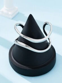 1 套简约金属金色波浪分层镂空泪珠手镯，时尚，适合情人节、妈妈、母亲、母亲节、礼物 - 如圖 - 查看 13