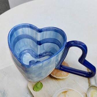手繪陶瓷心形杯子和碟子套裝,水杯和馬克