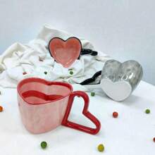 手繪陶瓷心形杯子和碟子套裝,水杯和馬克
