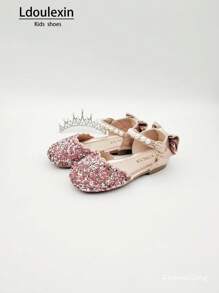 Ballerine a punta con decorazioni di strass, perle e fiocchi per ragazze, adatte per vacanze, feste e uso quotidiano - Rosa - Visualizzare 2